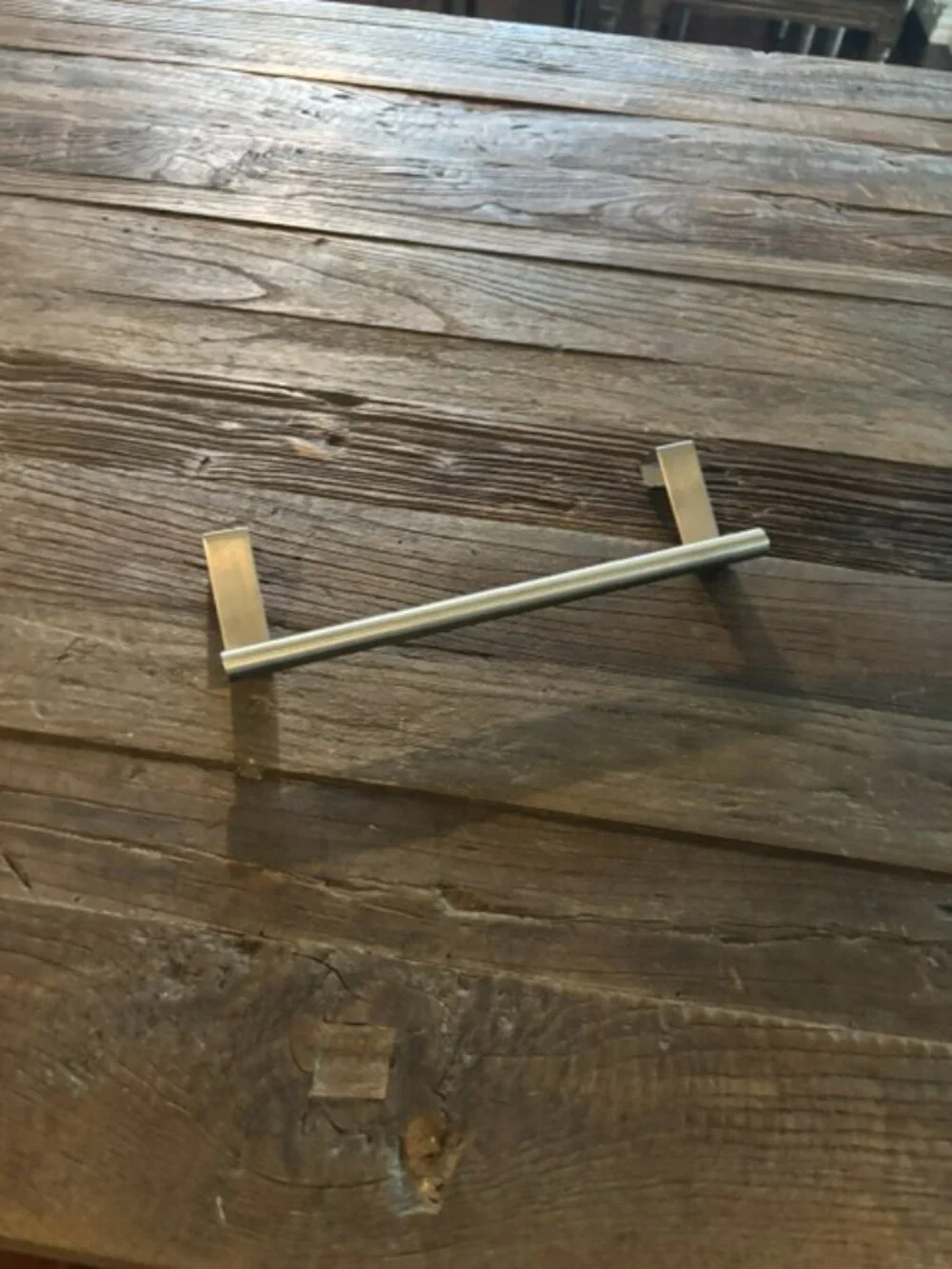 Over-the-cabinet towel hook - sleek, silver tone - SALE!